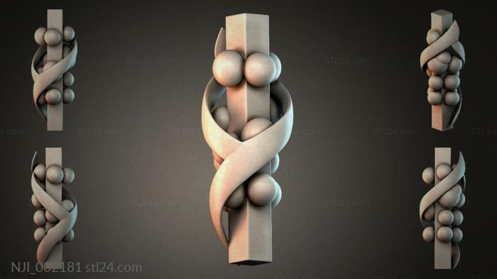 Twisted ribbon with balls around a pole 3d STL model