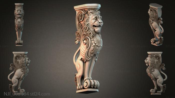 Table leg with a lion 3d STL model