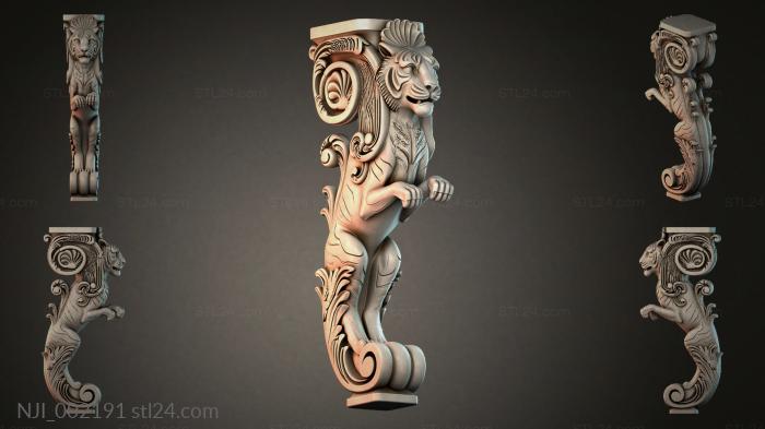 Decorative support with a lion 3d STL model