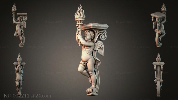 Figured bracket with an angel and a torch 3d STL model