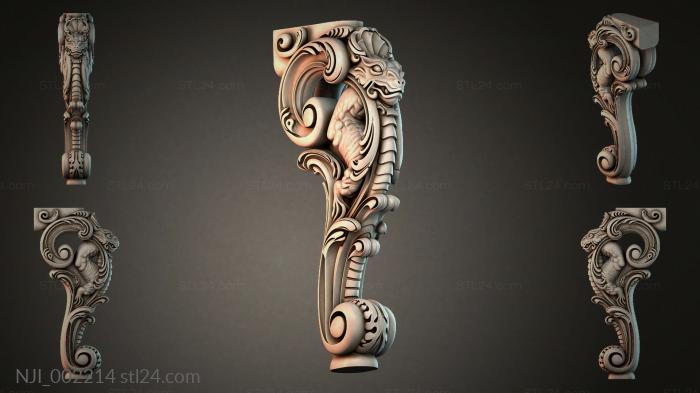 Carved furniture leg with dragon ornament 3d STL model