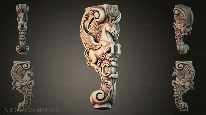 Decorative overlay with a winged horse 3d STL model