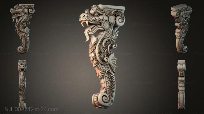 Furniture leg with a dragon head 3d STL model