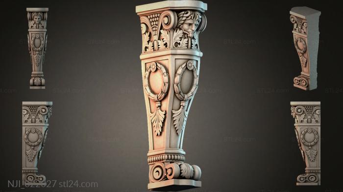 Furniture legs (Furniture leg with a caryatid and oval cartouches, NJI_022027) 3D models for cnc