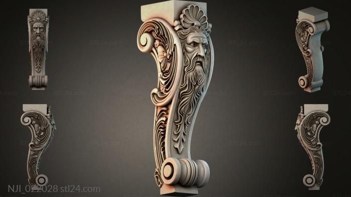 Furniture leg with the head of Zeus and acanthus 3d STL model