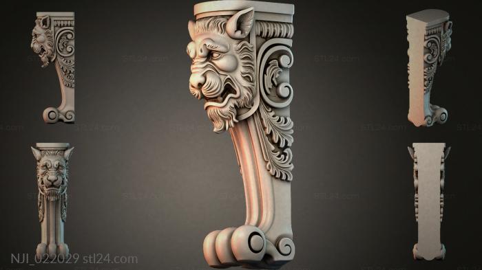 Furniture leg with a satyrs head and volutes 3d STL model