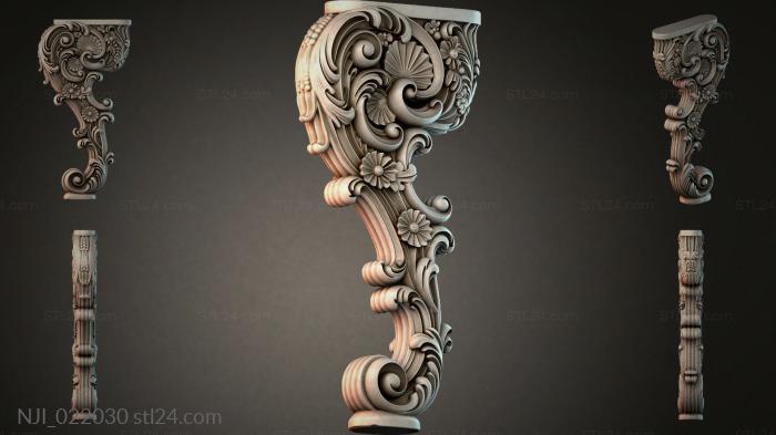 Furniture leg with volutes and acanthus 3d STL model