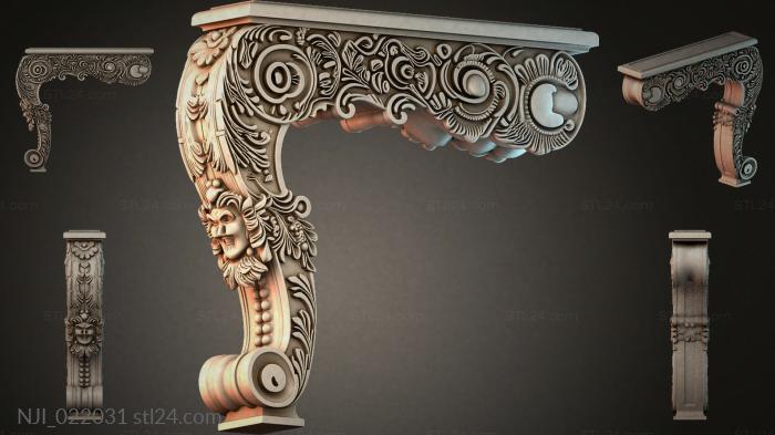 Console with a Baroque lion head mask 3d STL model
