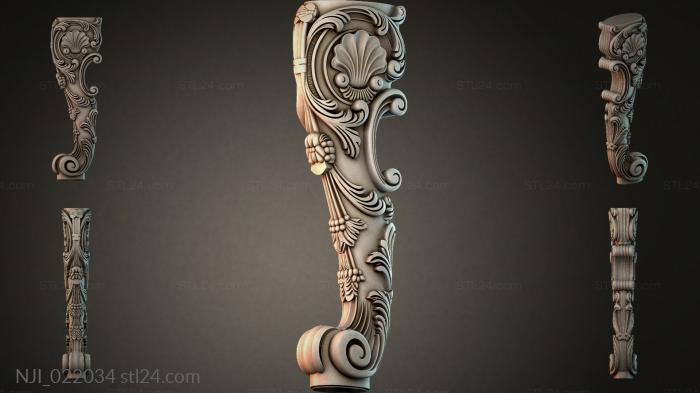 Furniture leg with a mask and acanthus 3d STL model