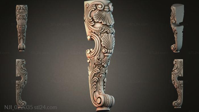 Furniture leg with acanthus leaf and scrolls 3d STL model