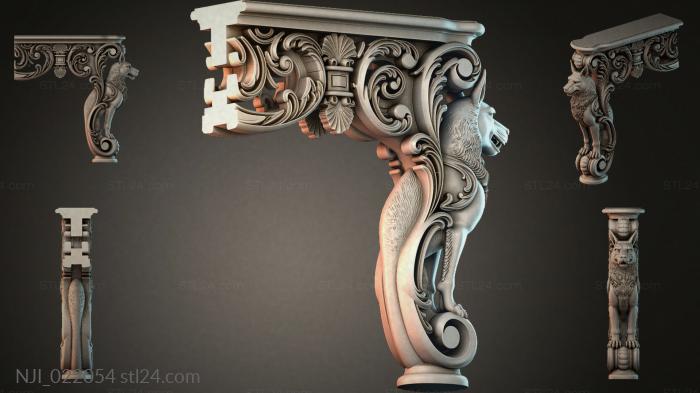 Furniture legs (Carved leg with a lions head and acanthus ornament, NJI_022054) 3D models for cnc