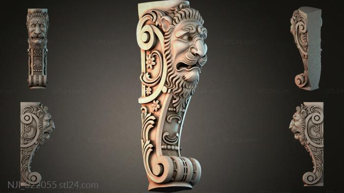 Furniture leg with a lions head and acanthus scrolls 3d STL model