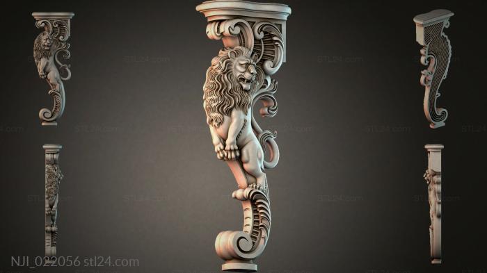 Furniture leg with a lions head and decorative curls 3d STL model