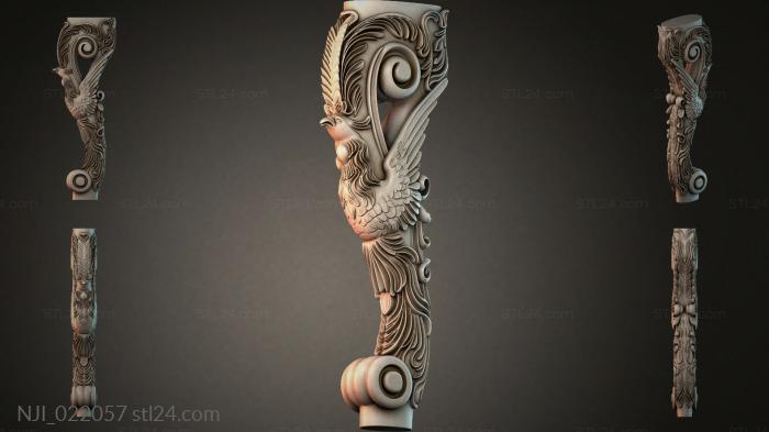 Furniture leg with a carved eagle head and volutes 3d STL model