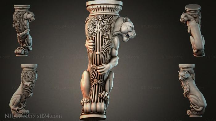 Cornice bracket with a lion mask and vertical ornament 3d STL model