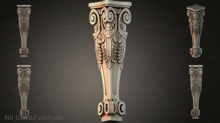 Furniture leg with volutes and floral ornament 3d STL model
