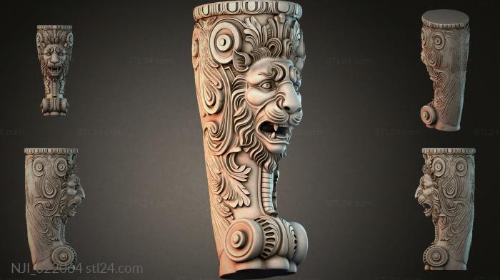 Leg with a lions head and floral ornament 3d STL model