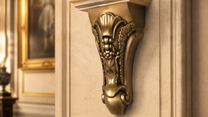 Legs (Bracket with acanthus shell and baroque symmetry, NJ_0416-1) 3D models for cnc