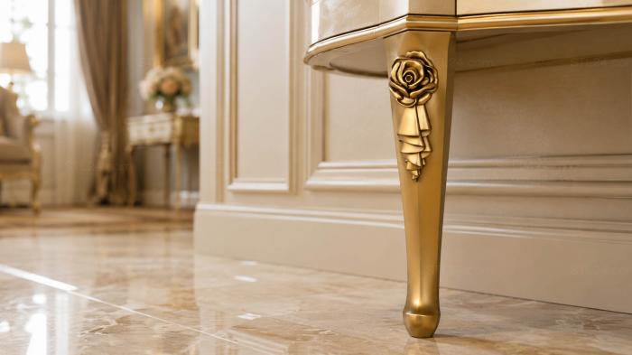Legs (Furniture leg with relief rose and smooth curve, NJ_0605) 3D models for cnc