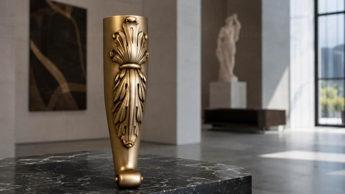Legs (Carved furniture leg with acanthus carving, NJ_0629) 3D models for cnc