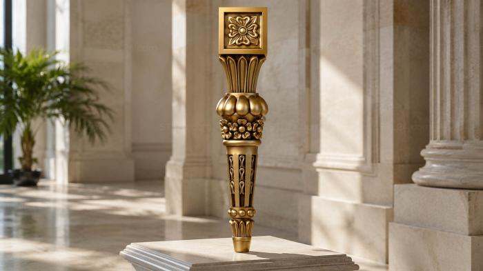 Legs (Classic furniture leg with flower and capitals, NJ_0648) 3D models for cnc
