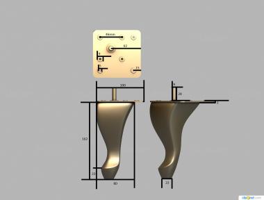 Ножки (Изогнутая мебельная ножка, NJ_0842) 3D модель для ЧПУ станка