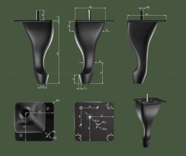Ножки (Изогнутая мебельная ножка, NJ_0842) 3D модель для ЧПУ станка