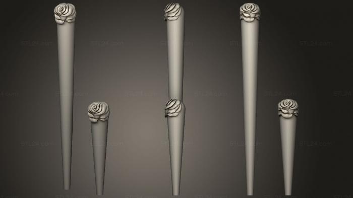 Ножки (Ножки фигурная с розами длинная и короткая, NJ_0905) 3D модель для ЧПУ станка
