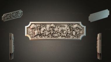 Different types of backgammon Hunting frieze with deer and hunters on horseback 3d model