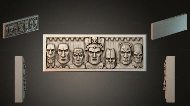 Different types of backgammon Frieze with ancient warriors and masks 3d model