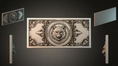 Different types of backgammon Panel with a wolfs head in a circle and acanthus scrolls 3d model