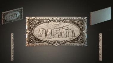 Different types of backgammon Stonehenge panel with decorative frame 3d model