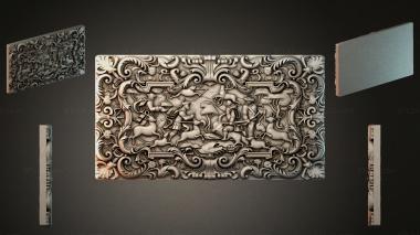 Different types of backgammon Panel with a bas-relief of a hunting scene and plant ornament 3d model