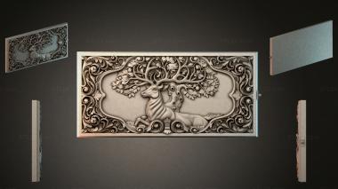 Different types of backgammon Panel with deer and ornament, CNC carving 3d model