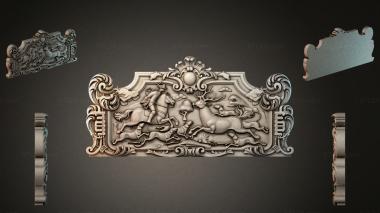 Different types of backgammon Panel with equestrian scenes and spiral volutes 3d model