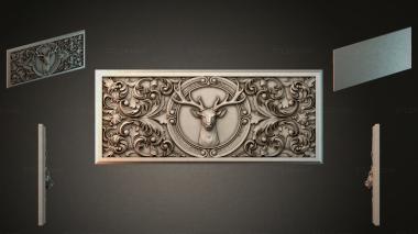 Different types of backgammon Panel with a bulls head in a circular cartouche and scrolls 3d model