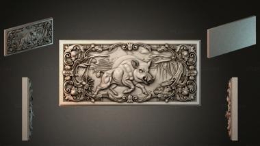 Different types of backgammon Panel with a relief of a horse and floral ornament 3d model