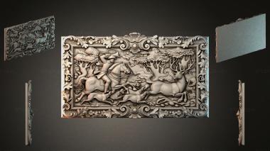 Different types of backgammon Framed panel with a hunt on horseback and winged angels 3d model