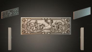 Different types of backgammon Panel with hunting scene and putti, horizontal carved plaque 3d model