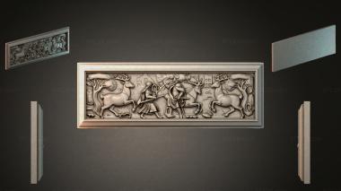 Different types of backgammon Panel with hunters and deer in a classic style 3d model