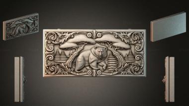 Different types of backgammon Panel with a bear among trees and an ornament 3d model