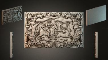 Different types of backgammon Carved panel with a hunt on horseback and putti in the classical style 3d model