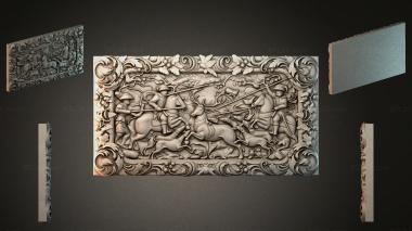 Different types of backgammon Relief panel with a cavalry battle and warriors 3d model