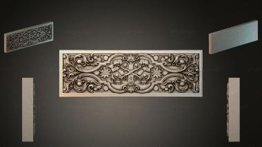Different types of backgammon Frieze panel with symmetrical plant ornament and central mask 3d model