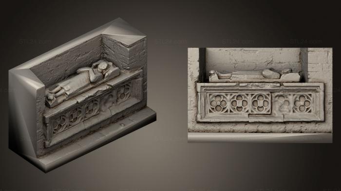 Памятники (Гробница конца 14 века сундук с изображением, PM_0276) 3D модель для ЧПУ станка