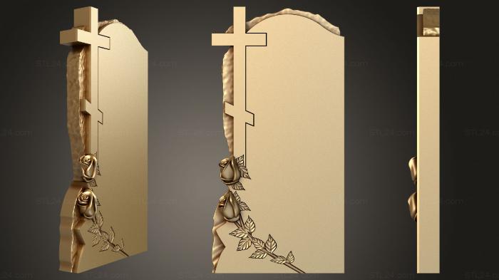 Памятники (Две розы и крест, PM_0337) 3D модель для ЧПУ станка