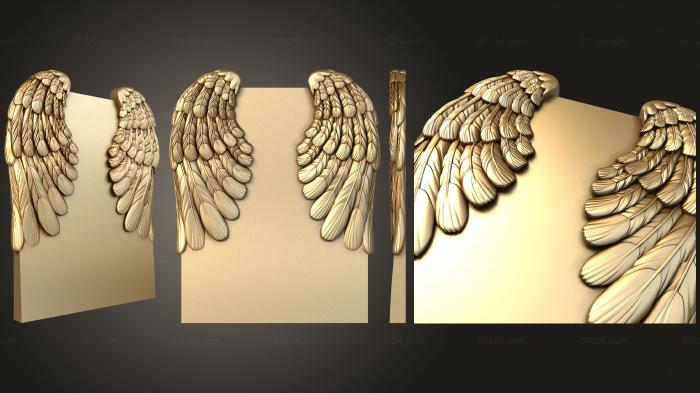 Memorial (Angel wings on a monument, PM_0338) 3D models for cnc