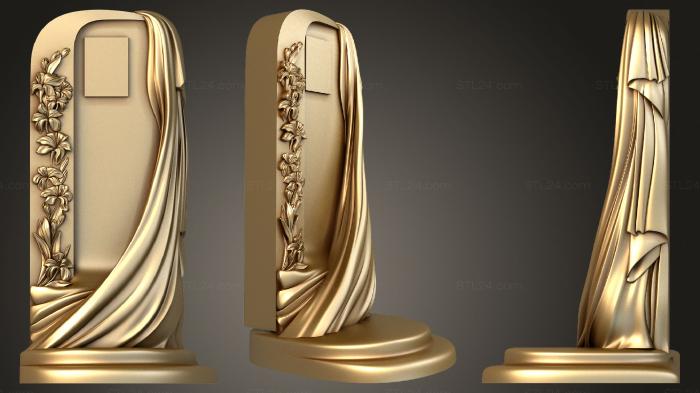 Memorial (Monument with roses and cloth, PM_0345) 3D models for cnc