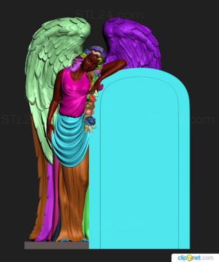 Memorial (Monument with a standing angel, PM_0352) 3D models for cnc