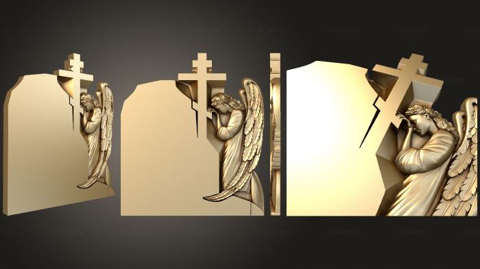 Memorial (Mourning angel with a cross, PM_0356) 3D models for cnc